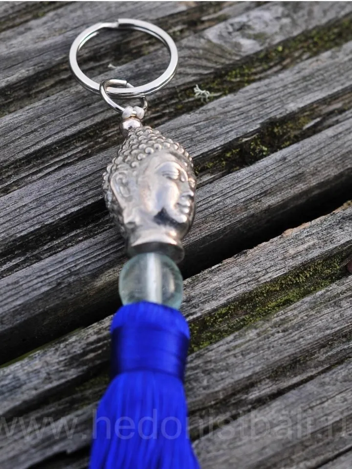 Keychain Buddha Spiritual Bright Blue Tassel Big | Spiritual Jewerly | Buddist accesoiries | Big Handmade Keyring | Spititual Gift Idea Bali