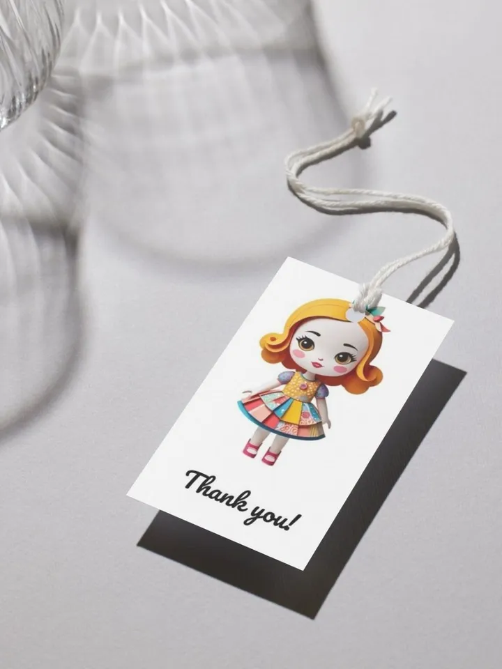 Mini postcards/tags with the image of dolls "Thank you"