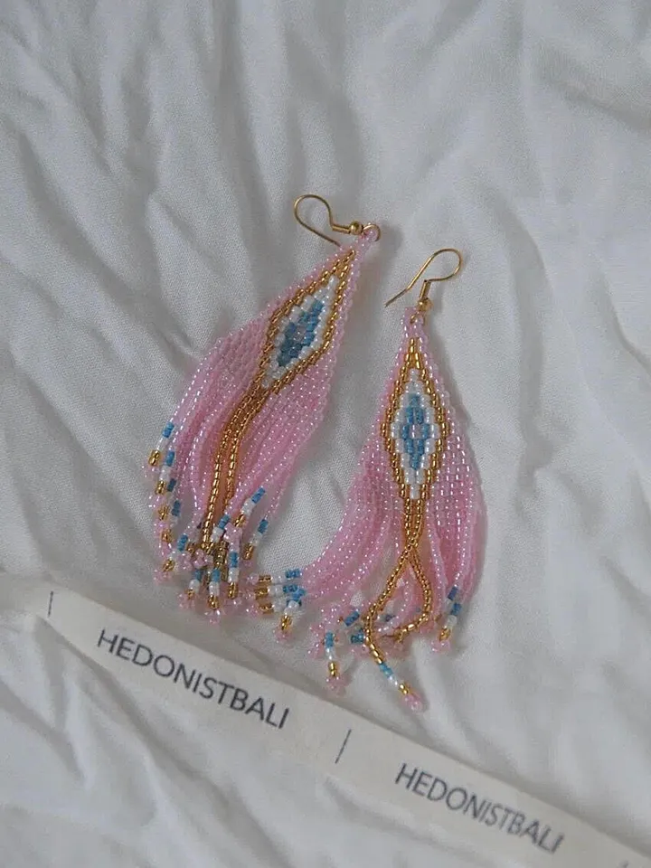 Long bead handmade earrings | bohemian geometric earrings | handmade jewelery | classy bead earrings | boho jewelry |gift for her