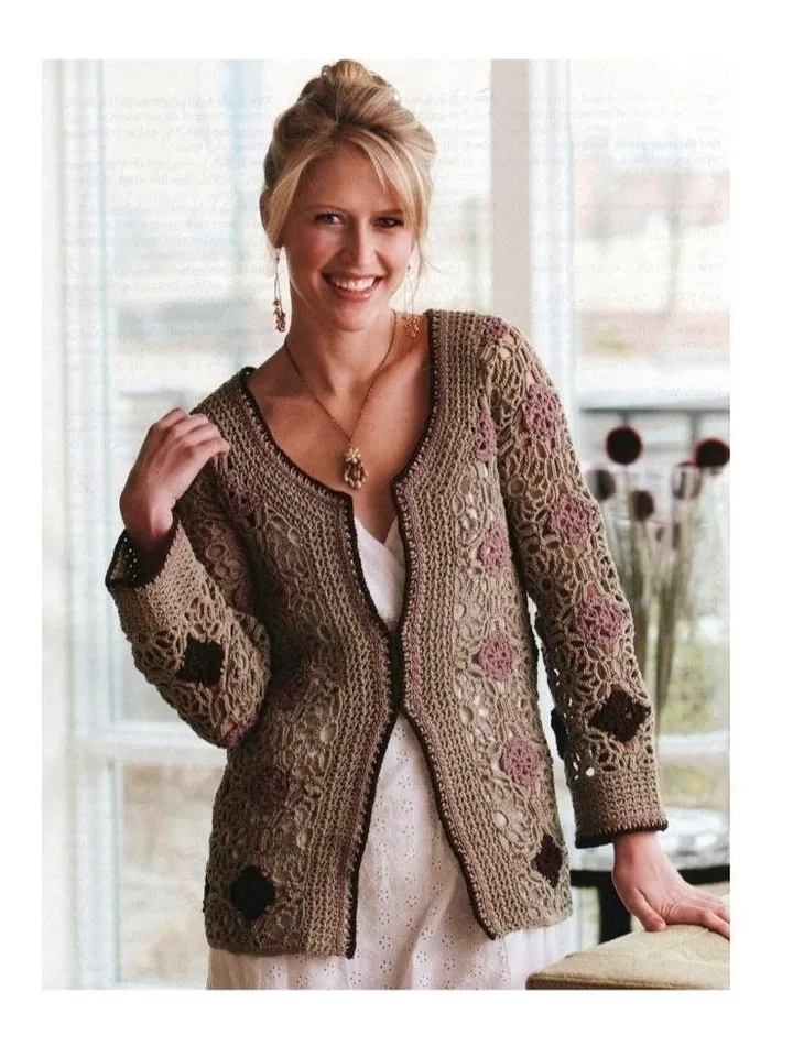 Cardigan crochet, patchwork cardigan crochet, motif cardigan , women ladies crochet pdf