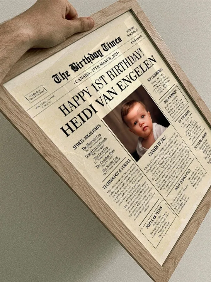 First Birthday Gift, 1st Birthday Newspaper, Baby First Birthday Gift, Back in 2024 Canada birthday poster, one year old girl or boy gift