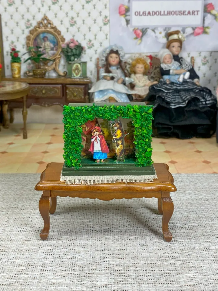 Tutorial. Miniature puppet theater based on the fairy tale "Little Red Riding Hood". Two sizes 1:12. 1:6.