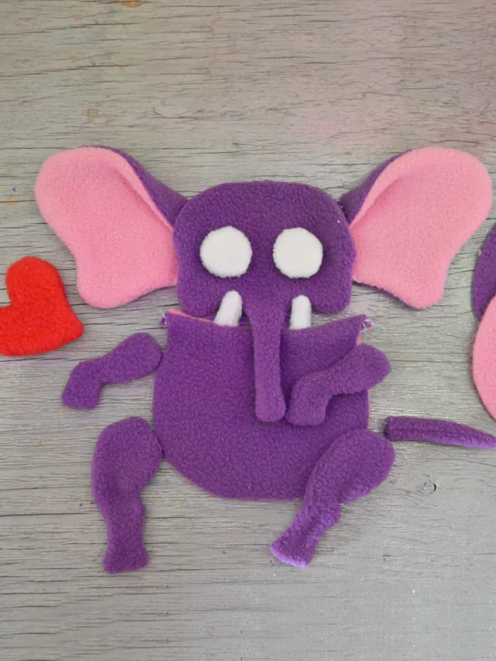 PDF Plush Toy Pattern β Fleece Elephant with Heart Softie