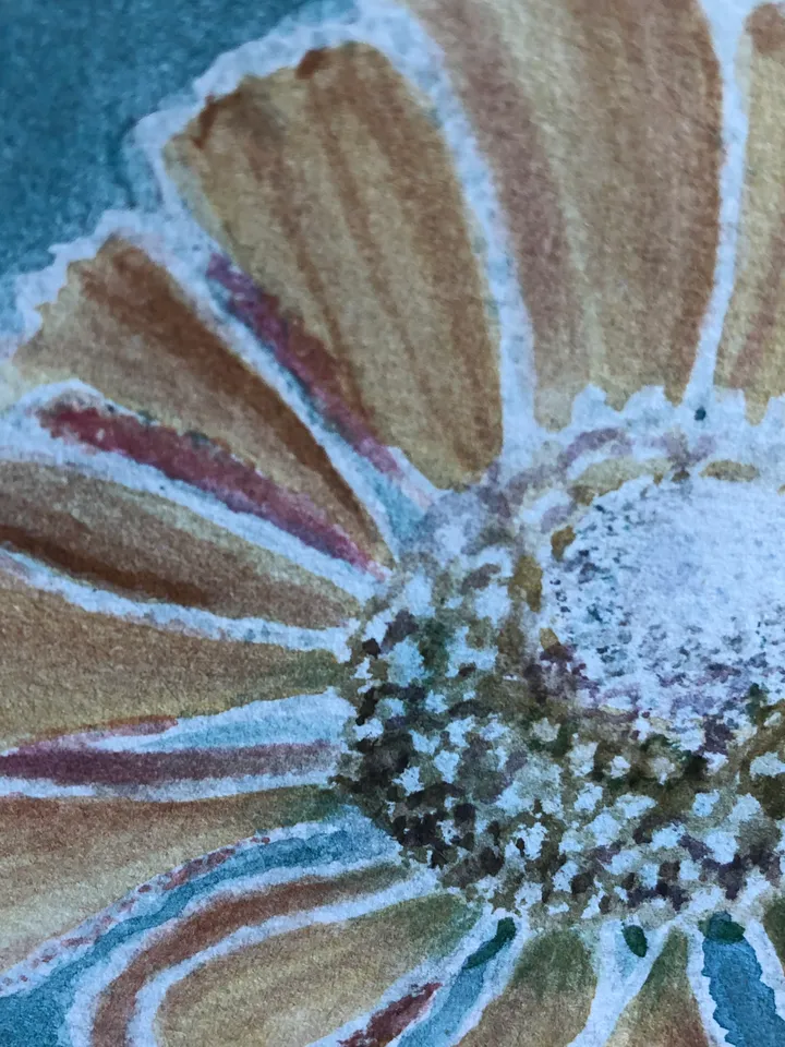 Helenium flower wall art painting living room original watercolour hand painted modern painting