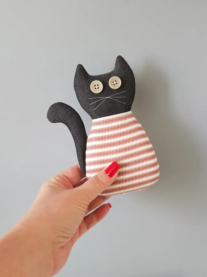 Cat sewing pattern PDF, tutorial in english, Halloween doll Pattern, Stuffed animal diy