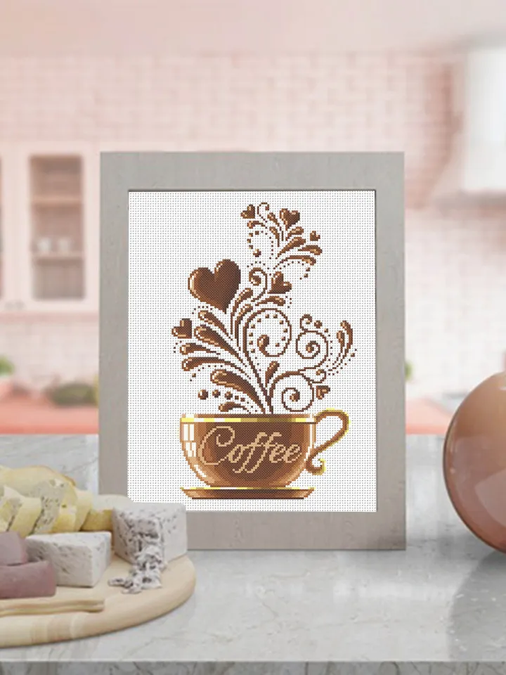 Coffee cross stitch pattern modern, Kitchen cross stitch, Cute cross stitch, Funny cross stitch, Awesome pattern, Instant download PDF #F1
