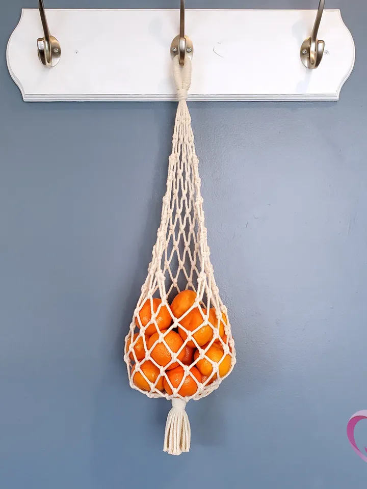 Storage Net For Small Fruit Macrame Produce Bag For Mandarin Oranges Hanging Fruit Basket Kitchen Storage Solution Kitchen Organization