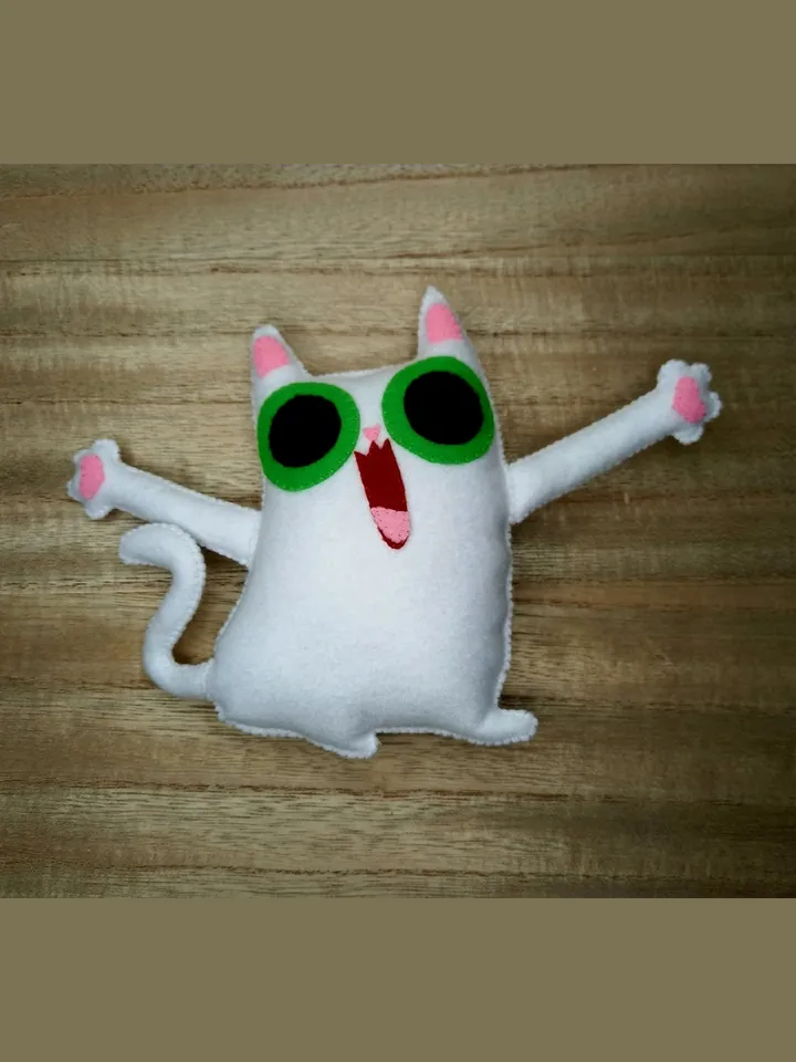 Peekaboo cat Stuffed animals Stuffed animals Cat Kitten playing Game of ku ku White cat Cat felt Peek-a-boo Cat