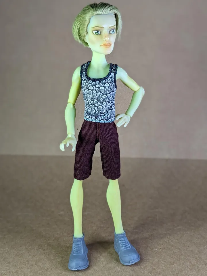 Handmade Burgundy denim pants or shorts for 1/6 scale boy dolls