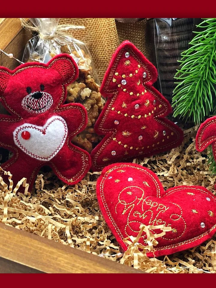 Christmas Tree Toys Set Machine Embroidery Design Pattern for Felt Machine Embroidery Pattern Chtistmas embroidery motif