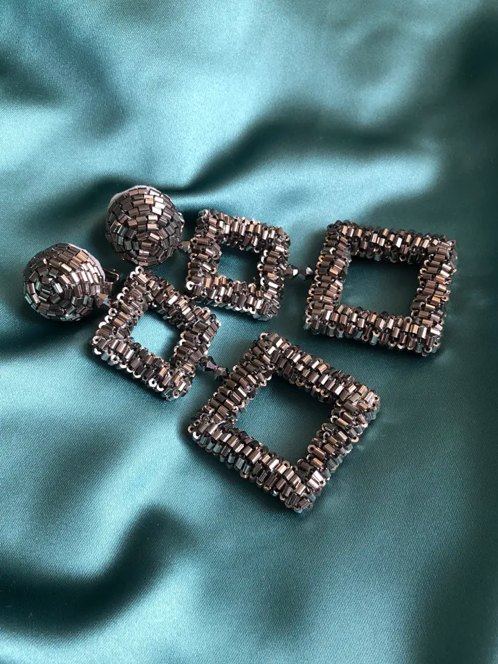 Double Squared Beaded Earrings