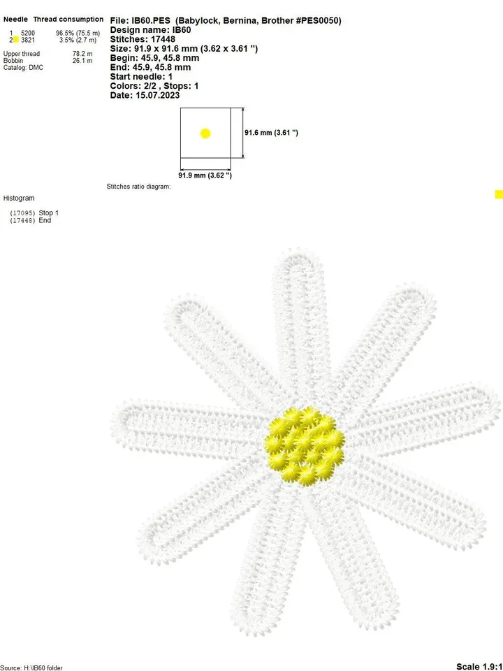 Free Standling Lace Daisy Flower Tatting Embroidery pattern digital embroidery deidgn
