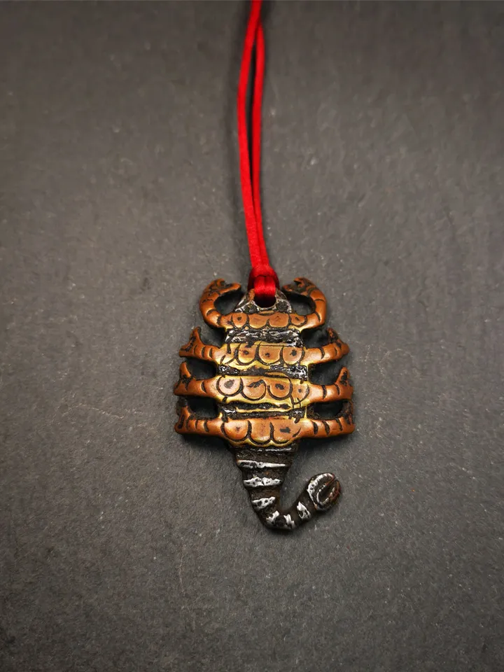 Gandhanra Handmade Tibetan Amulet,Scorpion Guru of Padmasambhava, Buddhist Scorpion Totem Pendant, Made of Cold Iron,1.6"