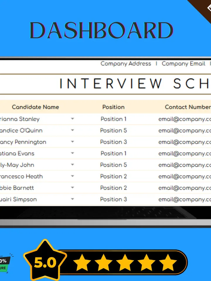 Interview Schedule Tracker Template, Editable Google Sheets, HR Recruitment Management Tool