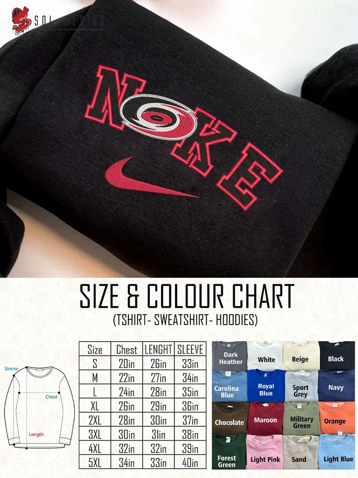 Carolina Hurricanes Embroidered Sweatshirt, NHL Hurricanes Embroidered T Shirt, NHL Embroidered Sweater, NHL Carolina Hurricanes Shirt, Hockey Embroidered Hoodie