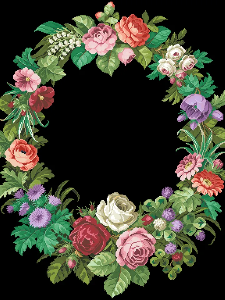 Antique Cross Stitch Pattern Antique Wreath Digital Download PDF