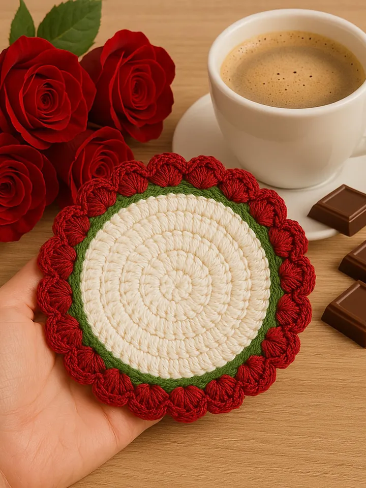 Modern Crochet Round Coaster Pattern PDF – DIY Flower Mug Rug & Free Surprise Crochet Pattern for Beginners