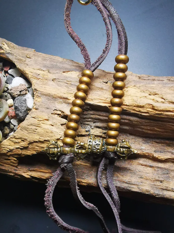 Gandhanra Handmade Tibetan Buddhist Mala Counters,Prayer Bead Counters,Carved with Dorje and Vajra /  Kartika and Kila, Made of  Brass