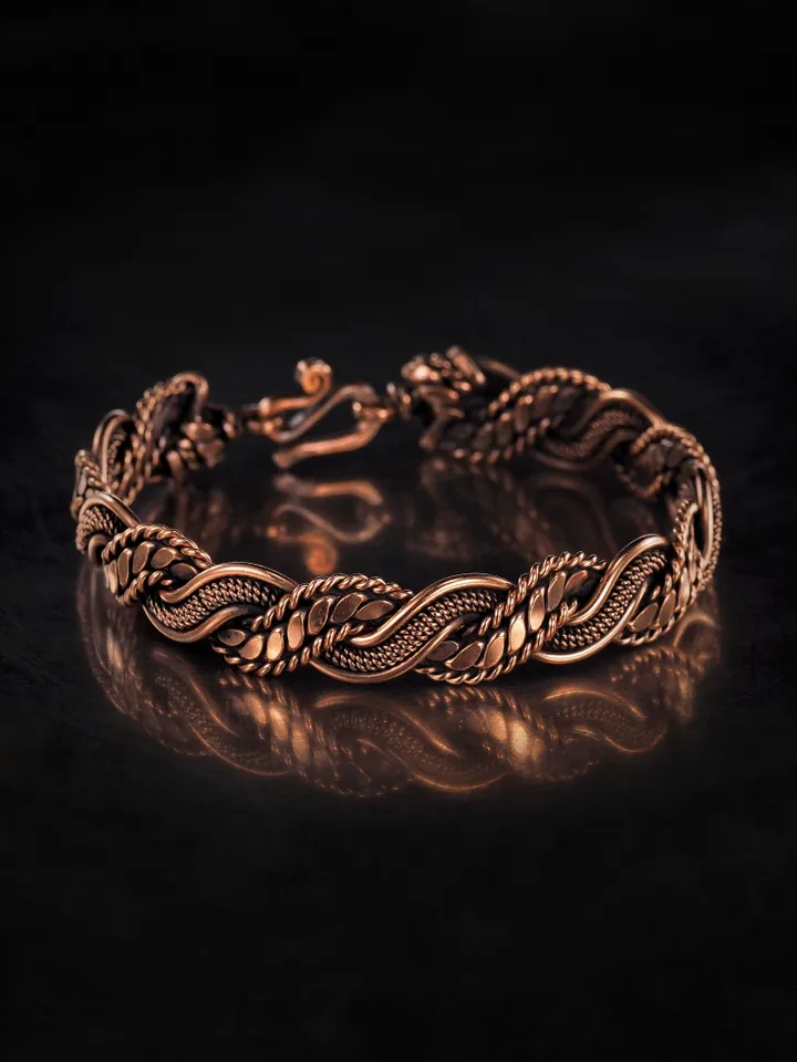 Woven copper wire bracelet Antique style handcrafted copper jewelry Unique gift