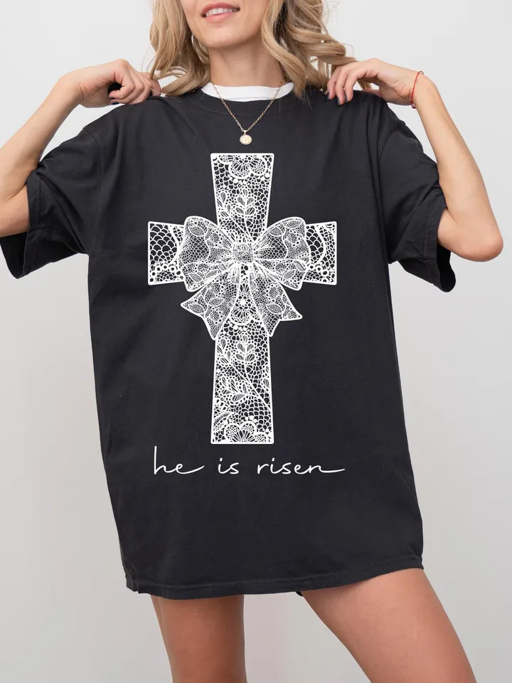 Christian Easter Coquette Png, Easter Lace Png, He is Risen Png, Jesus Easter Cross Png, Bible Verse Png, Happy Easter Png, White Lace Png