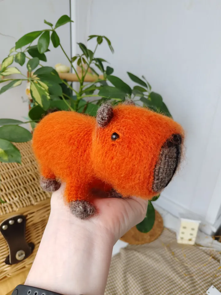 Capybara soft toy orange cute. Holiday gift. Stuffed capybara plush toy