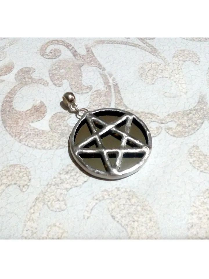 Mirror Pentagram pendant, pentacle necklace, mirror star, stained glass star, Halloween necklace, witchy aesthetic