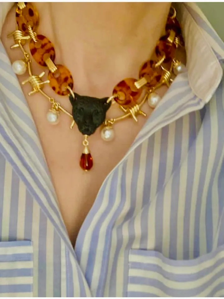 Choker handmade leopard porcelain