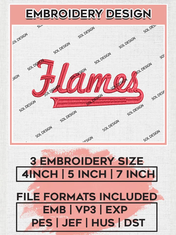 UIC Flames Team Writing Logo embroidery designs, NCAA UIC Flames Logo Machine embroidery files, NCAA Team Logo embroidery designs, NCAA Game Day Machine embroidery designs, Digital Download