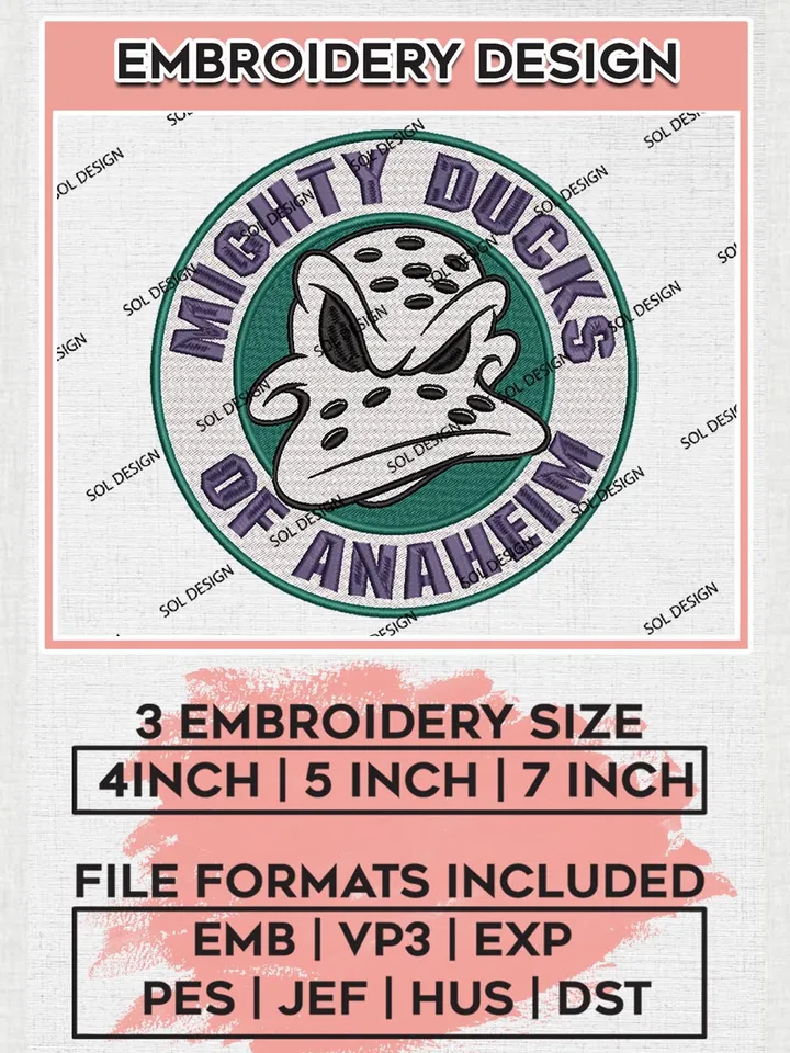 NHL Anaheim Ducks Round Logo Embroidery Designs, NHL Anaheim Ducks Team Logo Embroidery, Hockey Team Logo Emb Files, NHL Embroidery Designs, NHL Machine Embroidery Designs, Digital Download