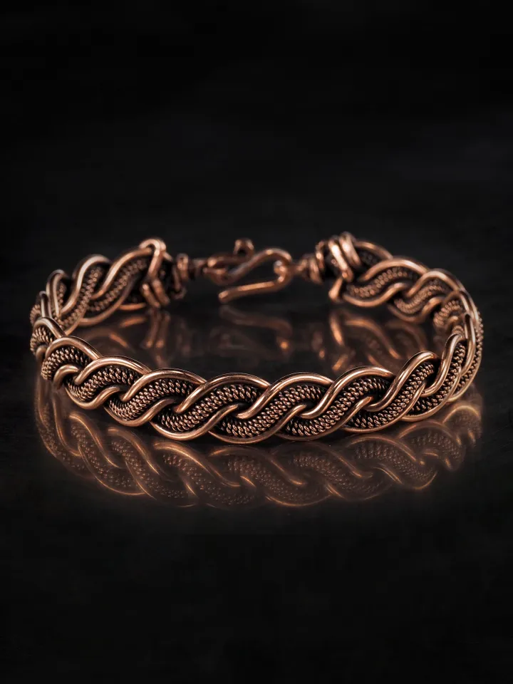Woven copper wire bracelet Antique style handcrafted copper jewelry Unique gift