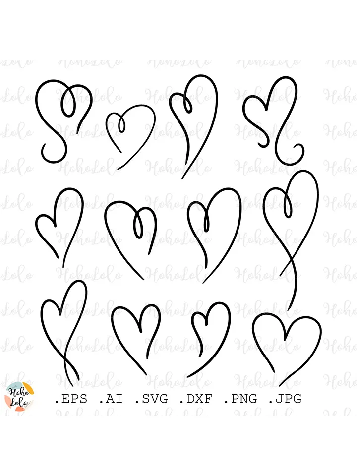 Heart Svg, Heart Outline Cricut, Heart Silhouette, Heart Clipart Png, Heart Stencil Template Dxf