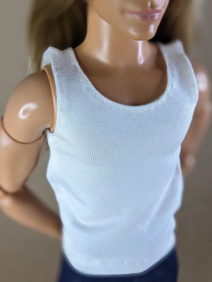 White tank top for 12-inch fashion male dolls