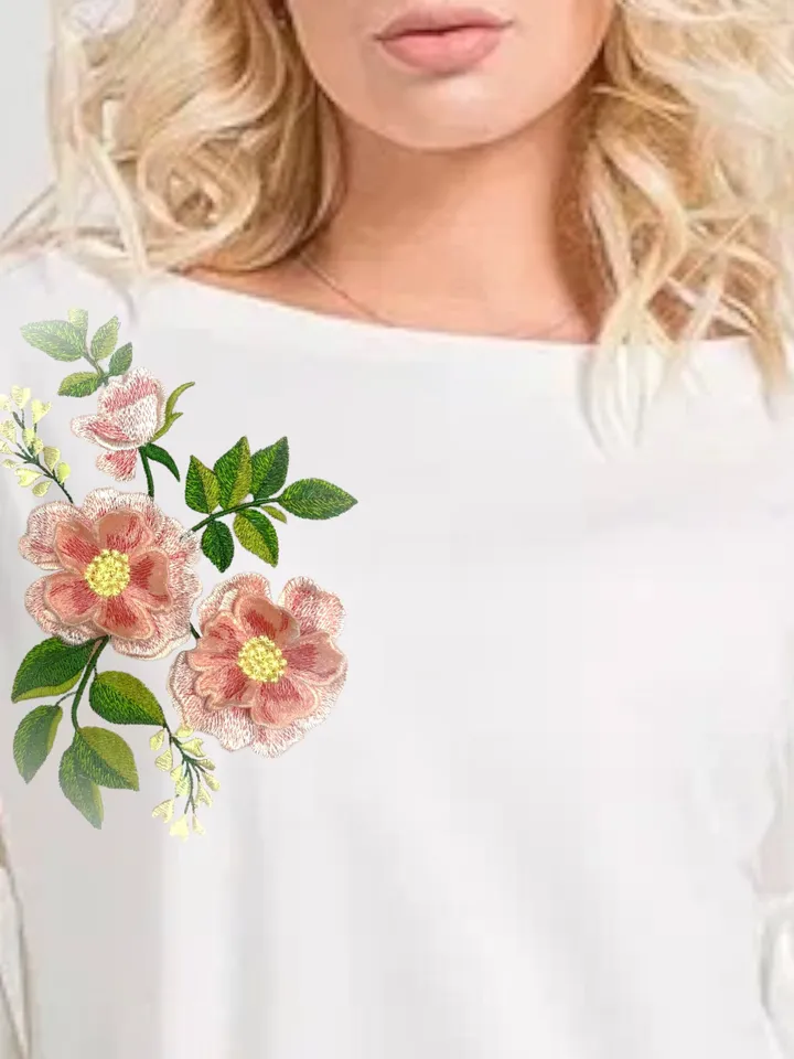 Rosehips with 3D elements machine embroidery design digital embroidery pattern floral embroidery motif flower embroidery design