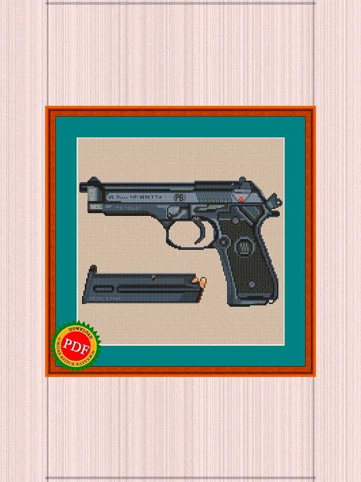 Pistol Cross Stitch Pattern | Beretta M9