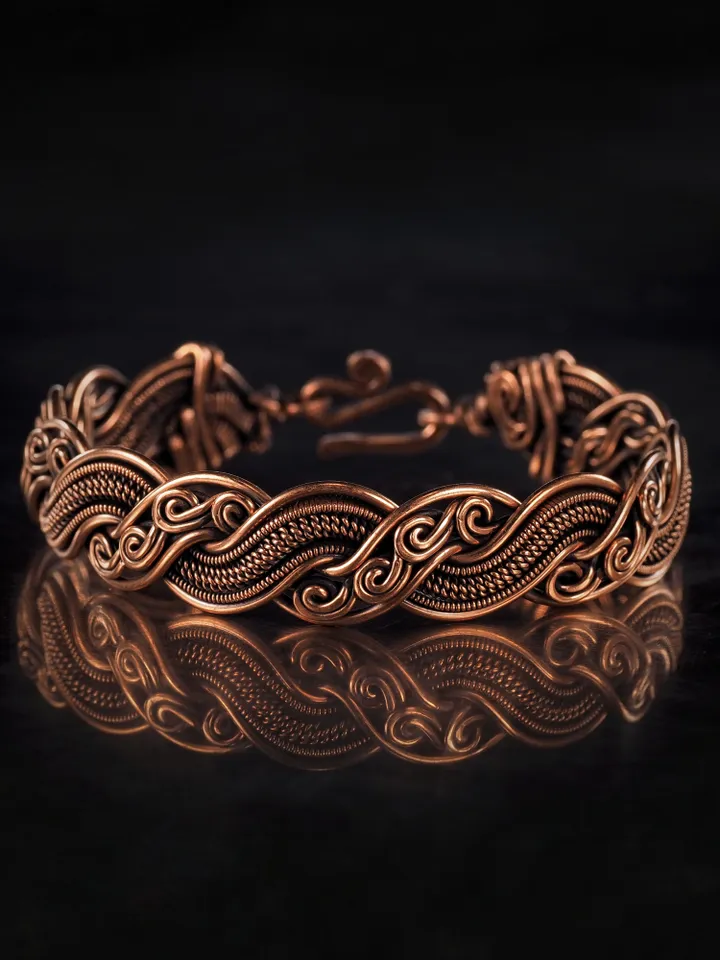 Copper wire wrapped bracelet for woman 7th Anniversary gift Small size bracelet