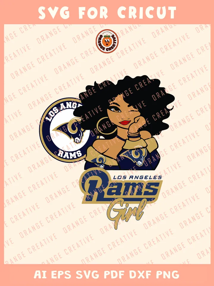 Los Angeles Rams Girl Svg, NFL Rams Team Svg, NFL Football SVG for cricut, Rams Team Gift For Fan, Svg Files for Cricut, Png, Dxf, Digital Download