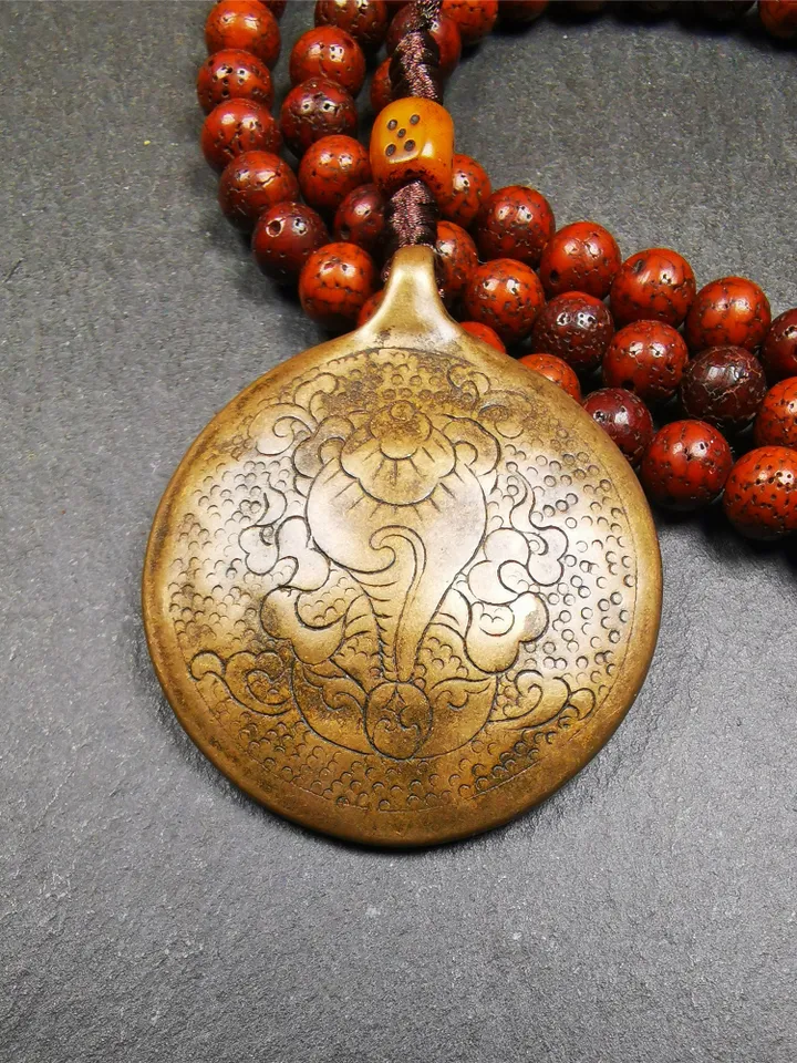 Gandhanra Antique Tibetan Buddhist Astrological Mandala,Calendar Badge,Melong Mirror,SIPAHO Amulet(srid pa ho),Ritual Conch Pattern