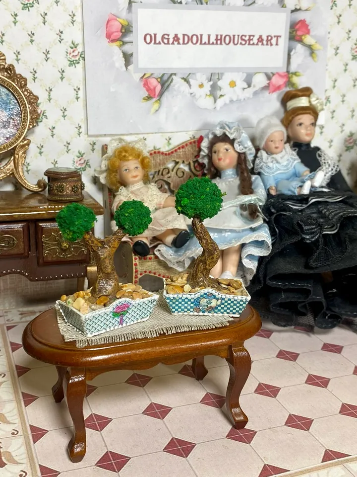 Miniature bonsai for a dollhouse. 1:12. Completely handmade. Plant for a doll.