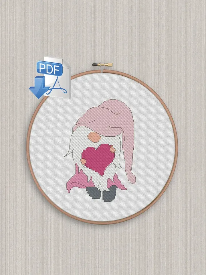 Valentine cross stitch pattern Gnome cross stitch pattern Valentine's Day Gnomes cross stitch pattern love cross stitch gnomes in love Cross stitch pattern PDF