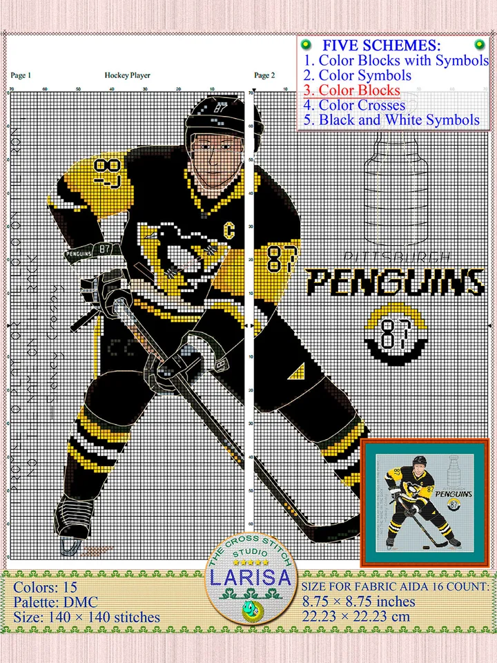 Hockey Player Cross Stitch Pattern | Center Forward