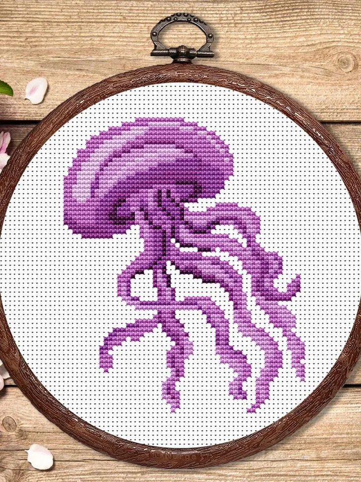 The Jellyfish Cross Stitch Pattern, Sea Cross Stitch, Embroidery Jellyfish, Medusa Cross Stitch Pattern, Modern Cross Stitch Pattern #anm012
