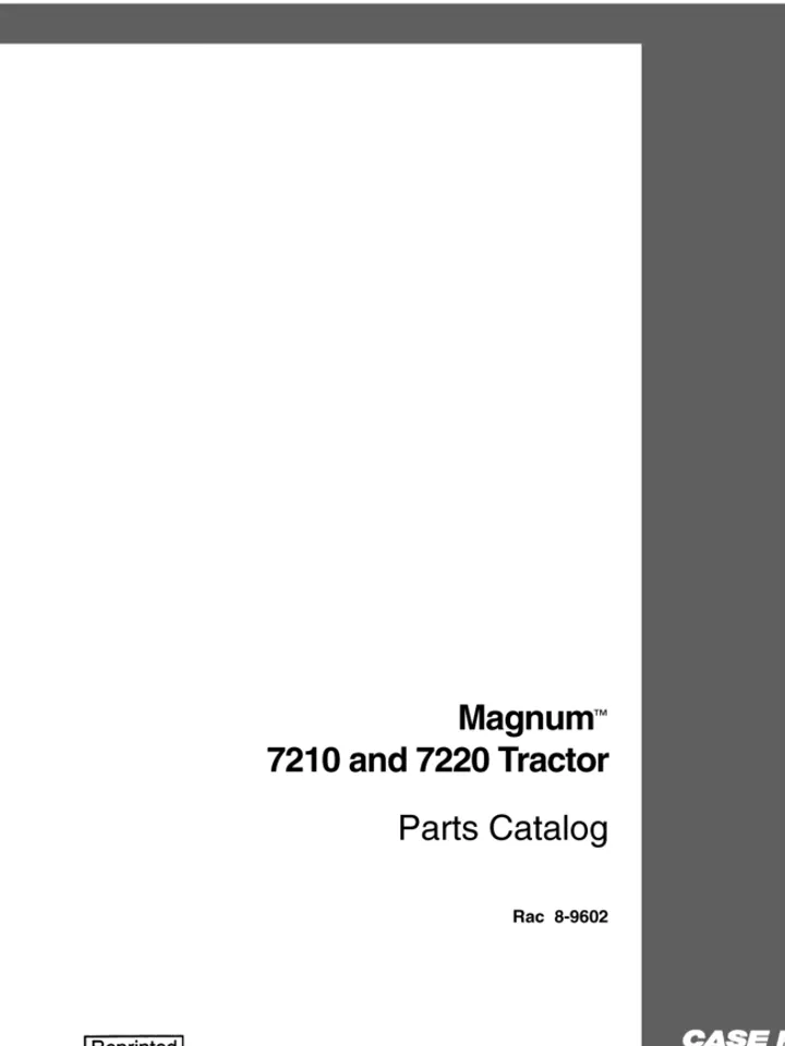 CASE IH 7210 7220 TRACTOR PARTS CATALOG MANUAL