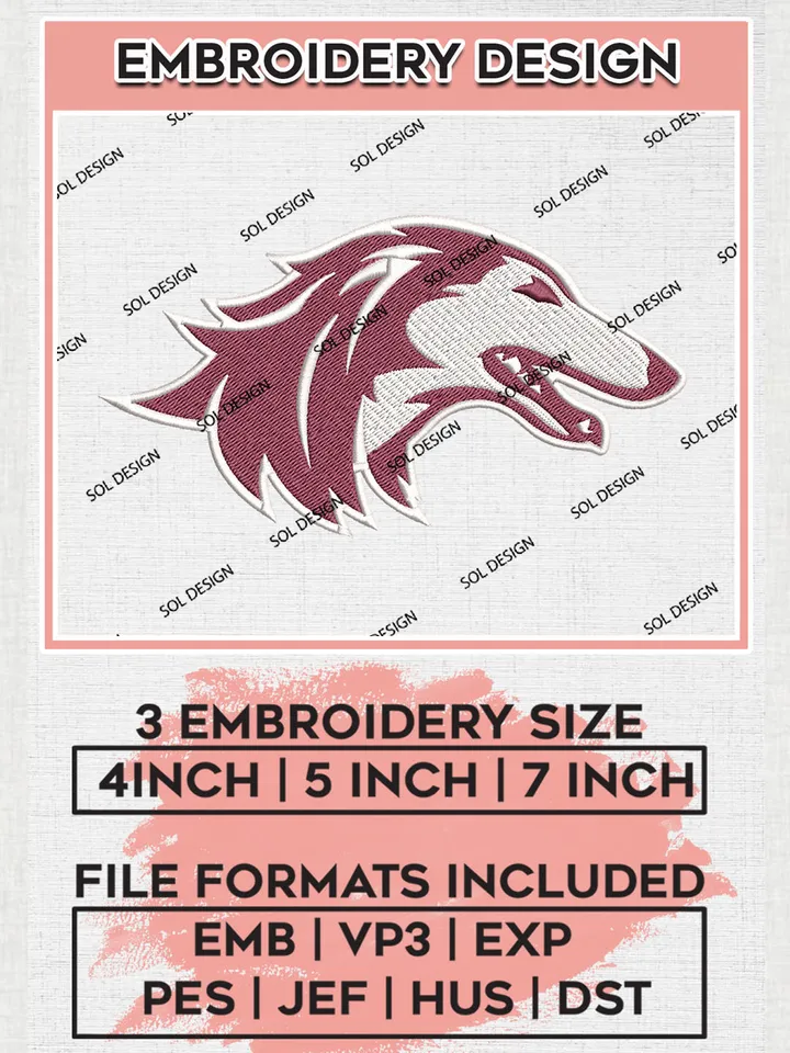 Southern Illinois Salukis Logo Machine Embroidery Design, NCAA Southern Illinois Salukis Embroidery Design Design files, NCAA Embroidery Designs, NCAA Machine Embroidery Designs, Digital Download