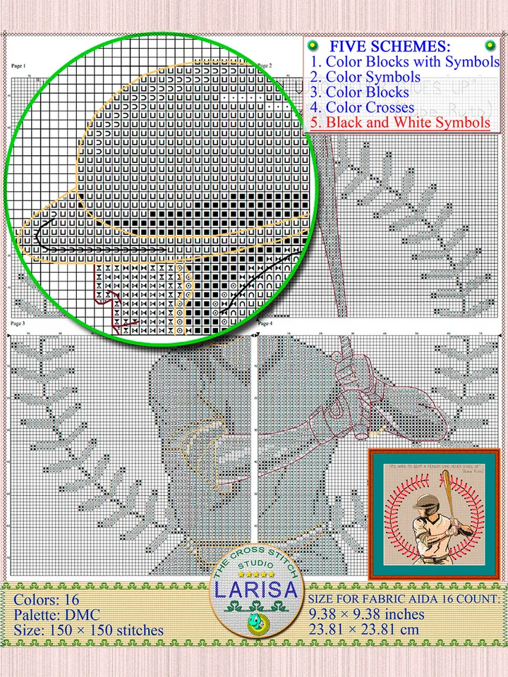 Baseball Cross Stitch Pattern | Baseball Player