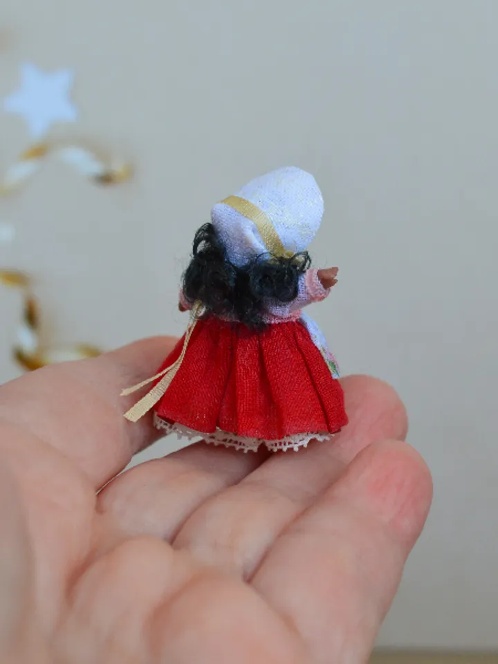 Miniature doll in 24th scales. Handmade doll toy. Miniature for dollhouse.