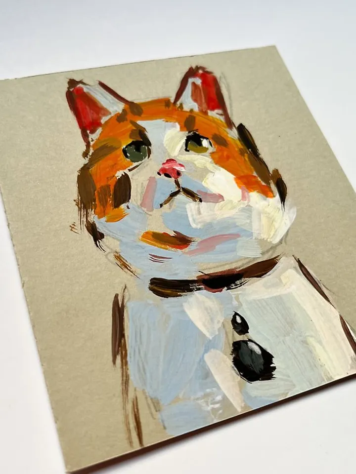 Cat Painting Original Animal Artwork acrylic Painting Small Art