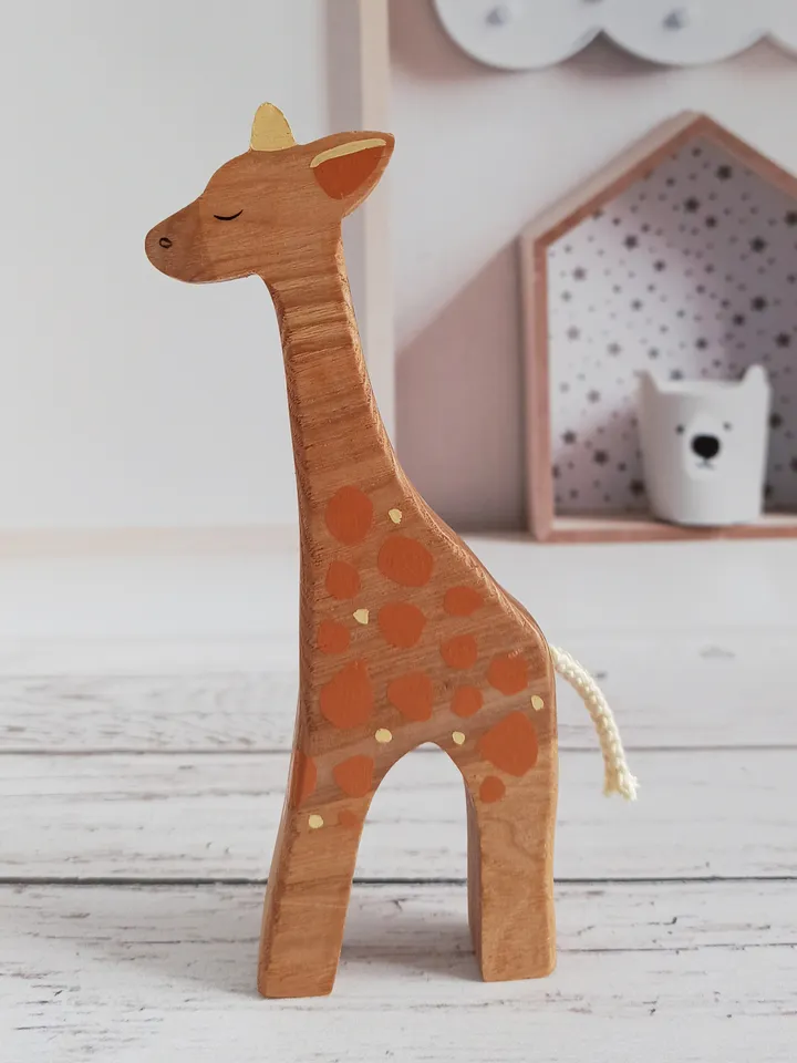 wooden toy giraffe.