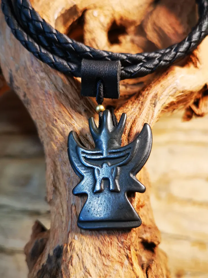 Gandhanra Handmade Tibetan Buddhist Amulet Garuda,Garula,Suparna,Golden-winged Bird Pendant,Made of Thokcha,1.38",30 years old