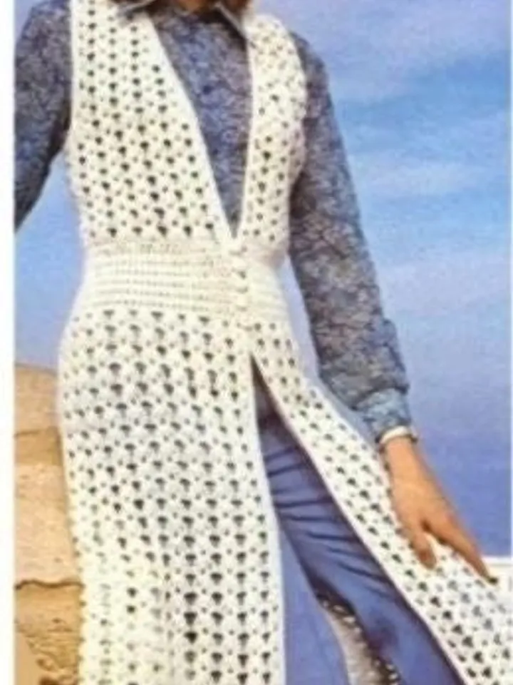Waistcoat crochet pattern, long waistcoat crochet, women waistcoat crochet pattern