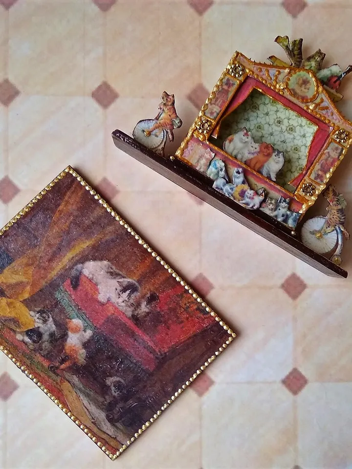 Miniature theater of cats.1:12 scale.